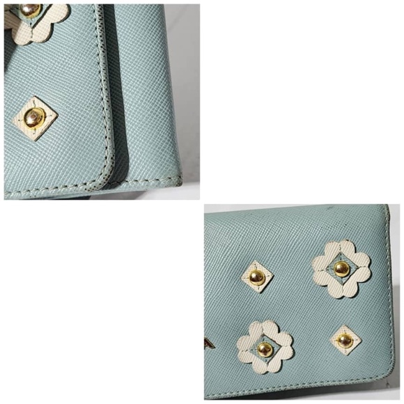 Authentic Prada Saffiano Fiori Wallet Blue - Picture 14 of 15
